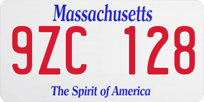 MA license plate 9ZC128