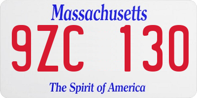 MA license plate 9ZC130