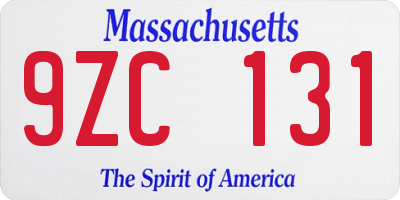 MA license plate 9ZC131