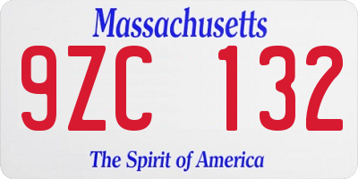 MA license plate 9ZC132