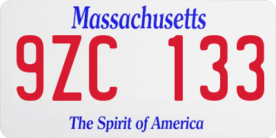 MA license plate 9ZC133