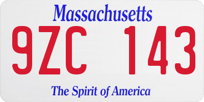 MA license plate 9ZC143