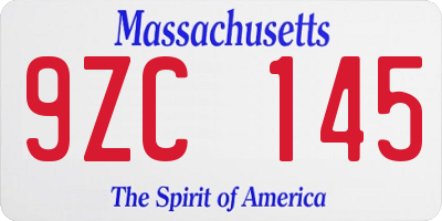 MA license plate 9ZC145