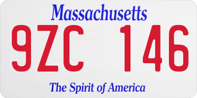 MA license plate 9ZC146