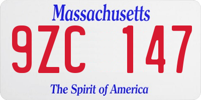 MA license plate 9ZC147