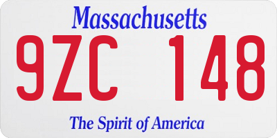 MA license plate 9ZC148