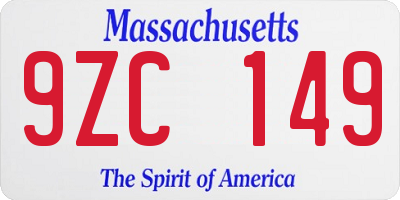 MA license plate 9ZC149