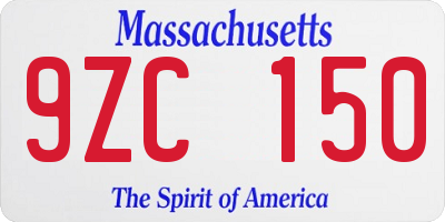 MA license plate 9ZC150