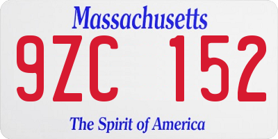 MA license plate 9ZC152