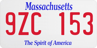 MA license plate 9ZC153