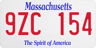 MA license plate 9ZC154