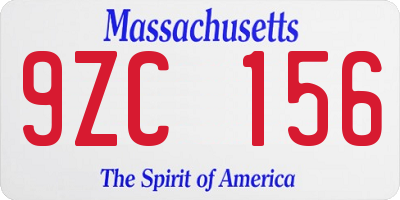 MA license plate 9ZC156