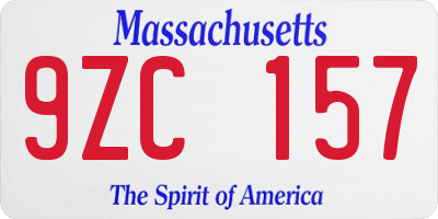 MA license plate 9ZC157