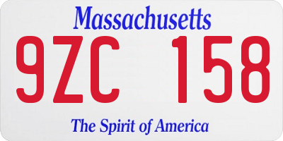 MA license plate 9ZC158