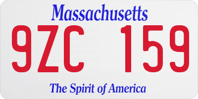 MA license plate 9ZC159