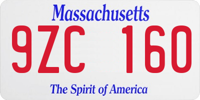 MA license plate 9ZC160
