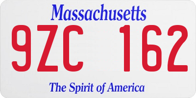 MA license plate 9ZC162