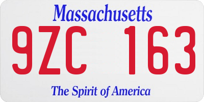 MA license plate 9ZC163