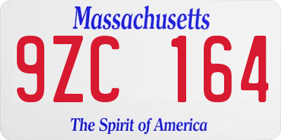 MA license plate 9ZC164