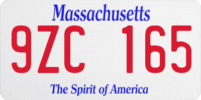 MA license plate 9ZC165