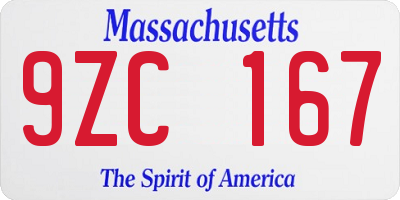 MA license plate 9ZC167