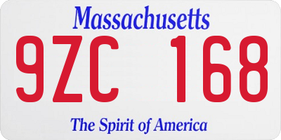 MA license plate 9ZC168