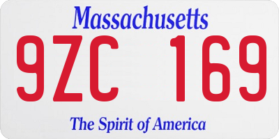 MA license plate 9ZC169