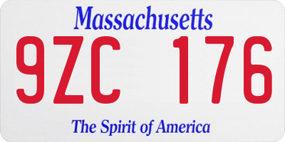 MA license plate 9ZC176