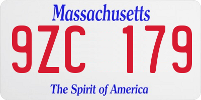 MA license plate 9ZC179