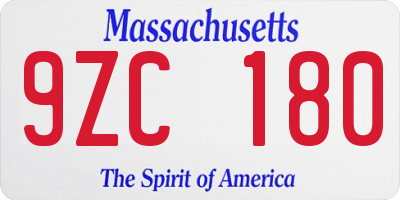 MA license plate 9ZC180