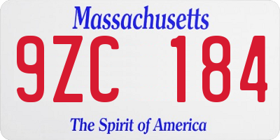 MA license plate 9ZC184