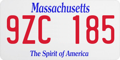 MA license plate 9ZC185