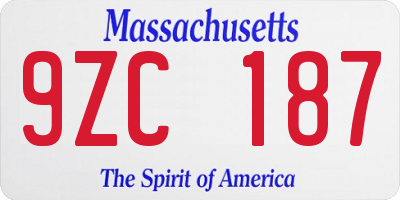 MA license plate 9ZC187