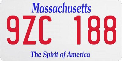 MA license plate 9ZC188