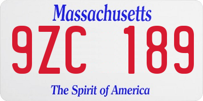 MA license plate 9ZC189