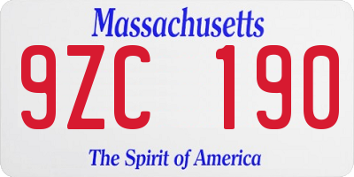 MA license plate 9ZC190