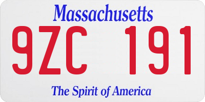 MA license plate 9ZC191