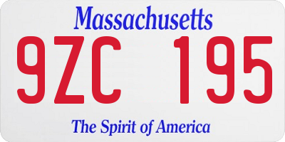 MA license plate 9ZC195