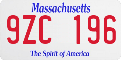 MA license plate 9ZC196