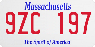 MA license plate 9ZC197