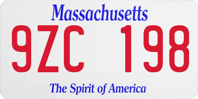 MA license plate 9ZC198