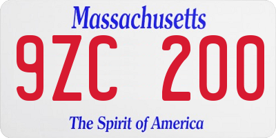 MA license plate 9ZC200