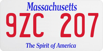 MA license plate 9ZC207
