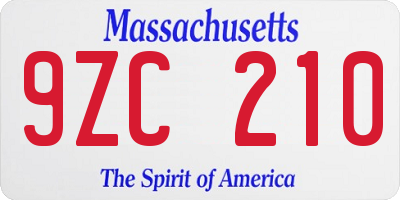 MA license plate 9ZC210