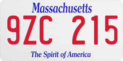 MA license plate 9ZC215