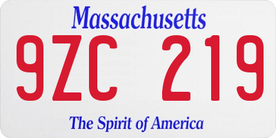 MA license plate 9ZC219