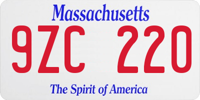 MA license plate 9ZC220