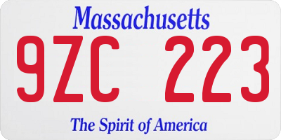 MA license plate 9ZC223