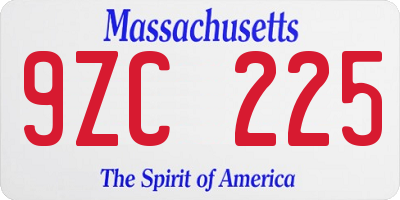MA license plate 9ZC225