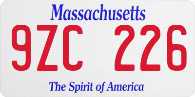 MA license plate 9ZC226